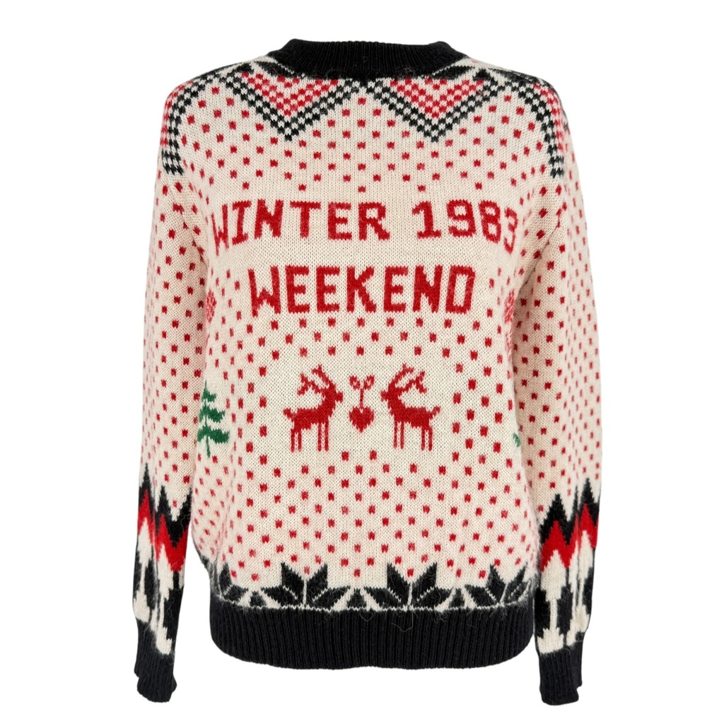 MaxMara Weekend Winter 1983 Nordic Fair Isle Intarsia Crew Neck Sweater Size S